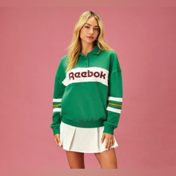 Reebok Tops - Reebok Top Women’s 3X Jersey x Forever 21 Rugby Pullover French Terry Collared